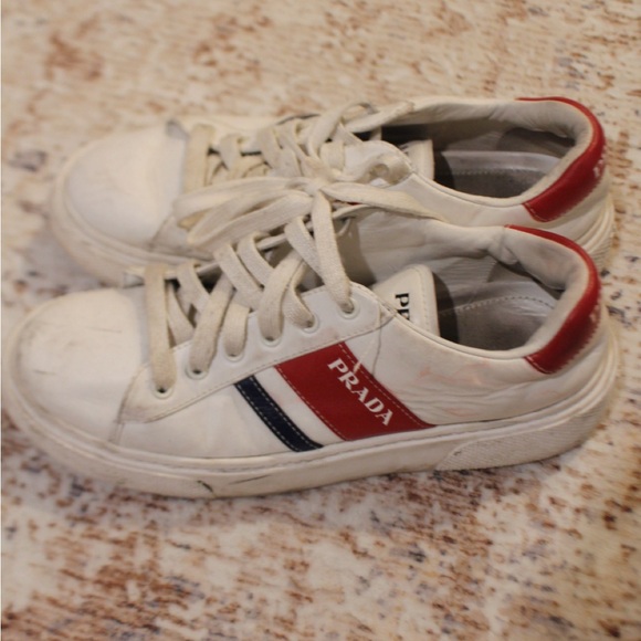 Prada Red and White Casual Sneakers - Picture 1 of 3
